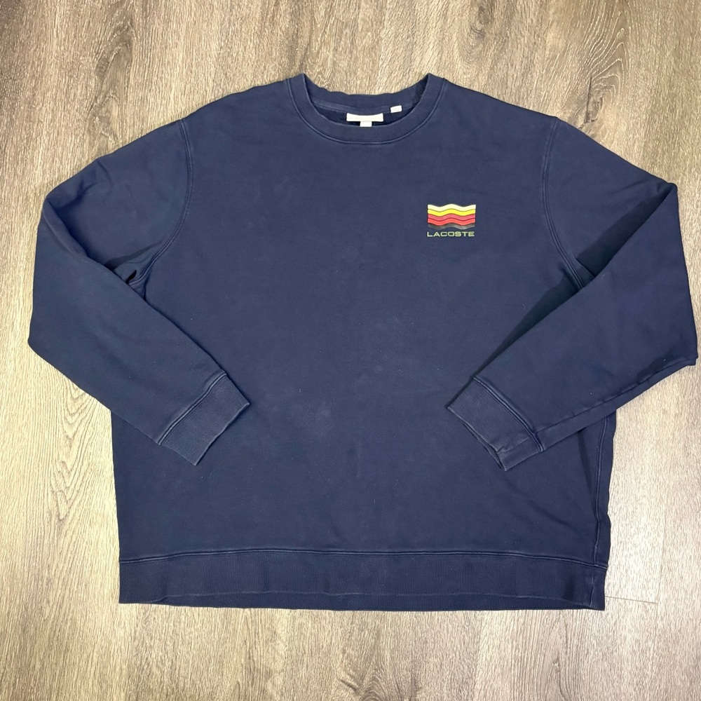 Lacoste Graphic Brushed Fleece Jersey Sweatshirt Limited Edition Blue Men’s 6-XL